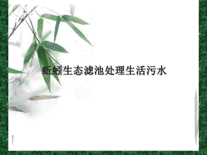 蚯蚓生态滤池处理生活污水.ppt