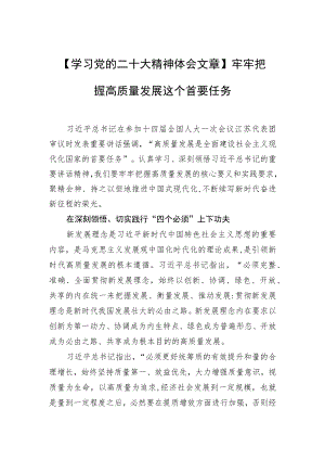 【学习党的二十大精神体会文章】牢牢把握高质量发展这个首要任务.docx