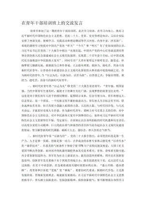 在青年干部培训班上的交流发言.docx