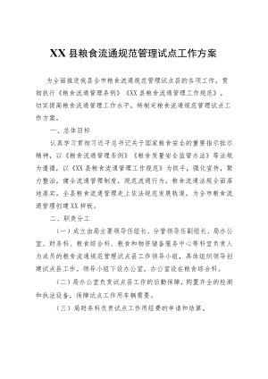 XX县粮食流通规范管理试点工作方案.docx