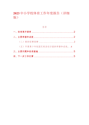 2023中小学校体育工作年度报告（详细版）.docx