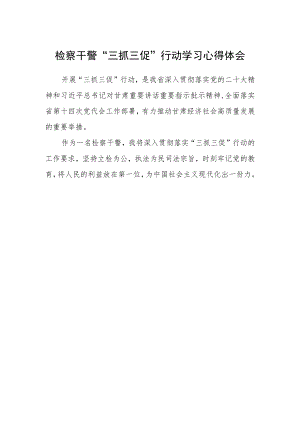 检察干警“三抓三促”行动学习心得体会.docx