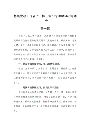 基层党政工作者“三抓三促”行动学习心得体会五篇.docx
