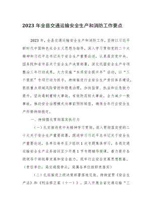 2023年全县交通运输安全生产和消防工作要点.docx