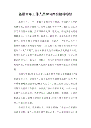 基层青年工作人员学习两会精神感悟.docx