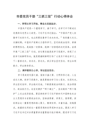 市委党员干部“三抓三促”行动心得体会通用三篇.docx