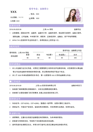 金融硕士调剂简历模板.docx