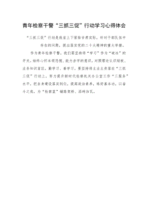 青年检察干警“三抓三促”行动学习心得体会.docx