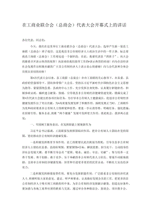 在工商业联合会（总商会）代表大会开幕式上的讲话.docx