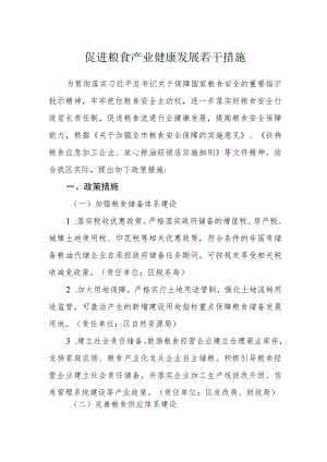促进粮食产业健康发展若干措施.docx