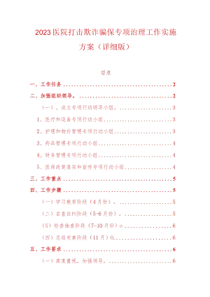 2023医院打击欺诈骗保专项治理工作实施方案（详细版）.docx