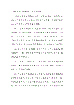 国企新任干部廉洁自律公开承诺书.docx