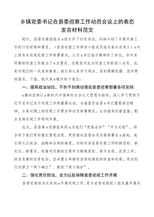 乡镇党委书记在县巡察工作动员会议上的表态发言材料.docx