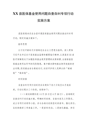 XX县医保基金使用问题自查自纠专项行动实施方案.docx