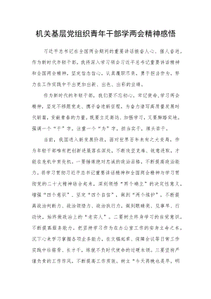 机关基层党组织青年干部学两会精神感悟.docx