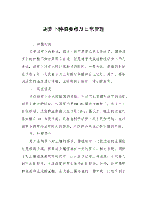 胡萝卜种植要点及日常管理.docx