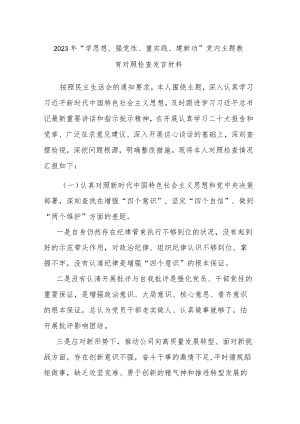 2023年“学思想、强党性、重实践、建新功”党内主题教育对照检查发言材料.docx