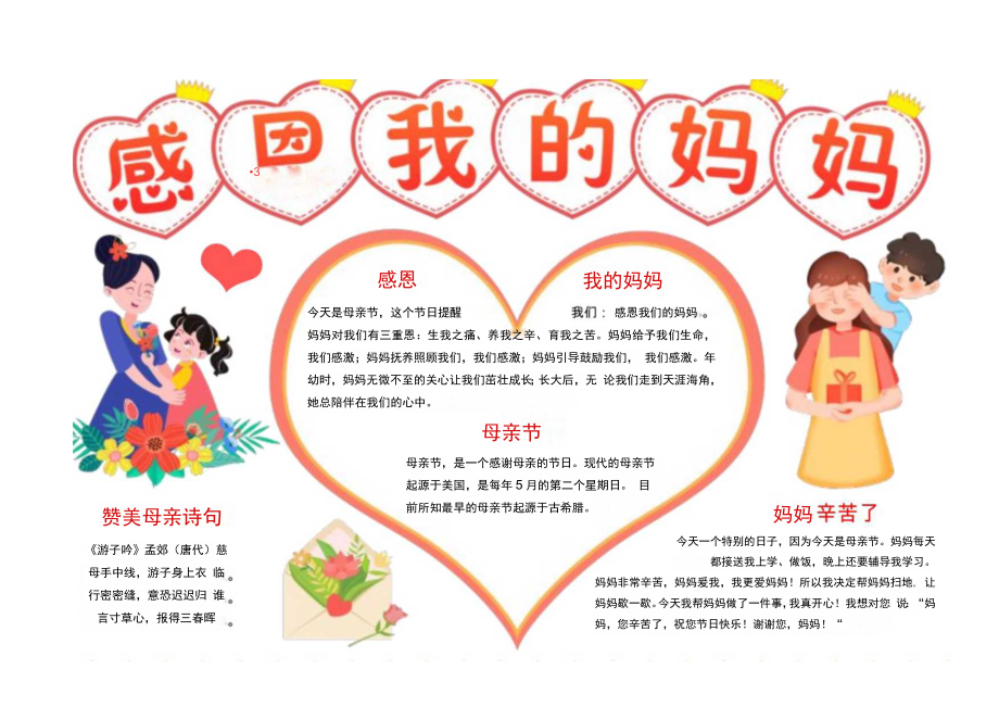 母亲节小报感恩我的妈妈手抄报.docx_第1页