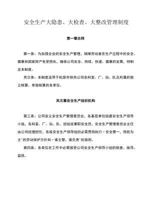 XX公司安全生产大隐患、大检查、大整改管理制度.docx