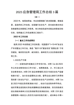 2022应急管理局工作总结（3篇）.docx