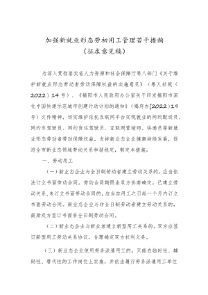 2022年加强新就业形态劳动用工管理若干措施.docx