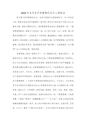 2023年3月5日学雷锋纪念日心得体会.docx