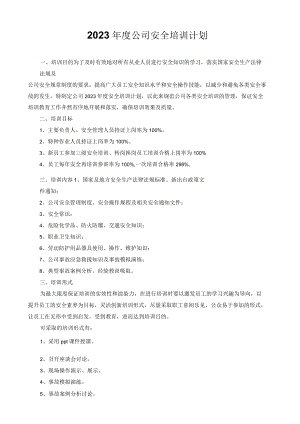 2023 年度公司安全培训计划.docx