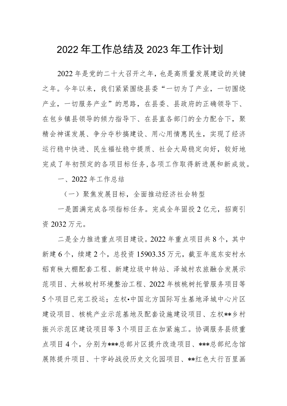 2022年工作总结及2023年工作计划.docx_第1页