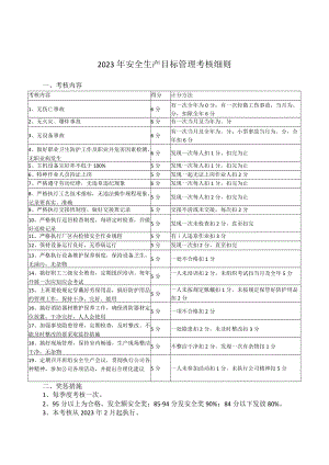 2023安全生产目标管理考核细则（参考模板）.docx