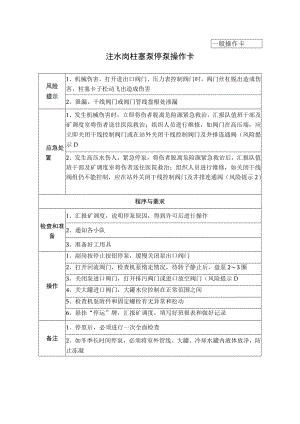 19、注水岗柱塞泵停泵操作卡（一般操作卡）.docx