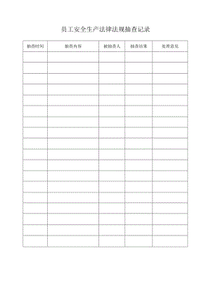 020员工安全生产法律法规意识抽查表.docx