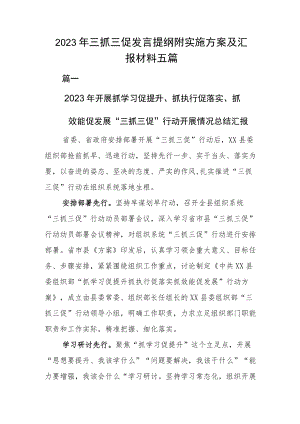 2023年三抓三促发言提纲附实施方案及汇报材料五篇.docx