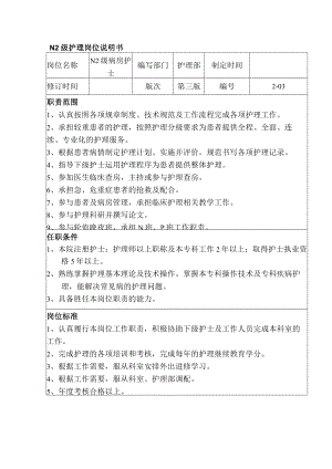 N2级护理岗位说明书.docx