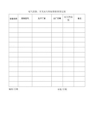 153电气设备、开关永久性标签检查登记表.docx