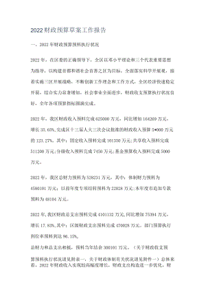 2022财政预算草案工作报告.docx