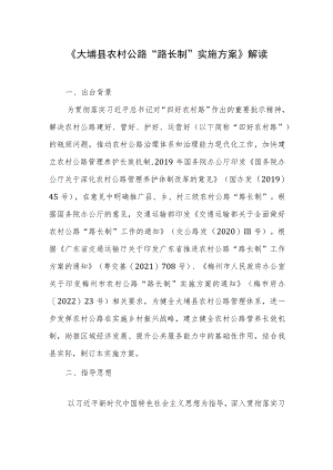 《大埔县农村公路“路长制”实施方案》解读.docx