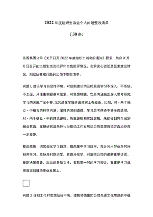 2022年度组织生活会个人问题整改清单.docx
