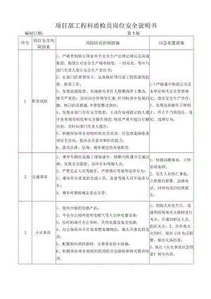 12工程科质检员岗位安全说明书.docx