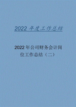 2022年公司财务会计岗位工作总结（二）.docx