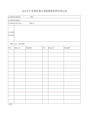 018安全生产法律法规与其他要求宣传培训记录.docx