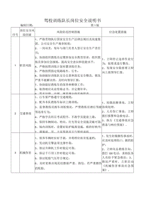 61驾校训练队长岗位安全说明书.docx