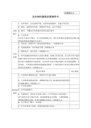 14、注水岗柱塞泵启泵操作卡（关键操作卡）.docx