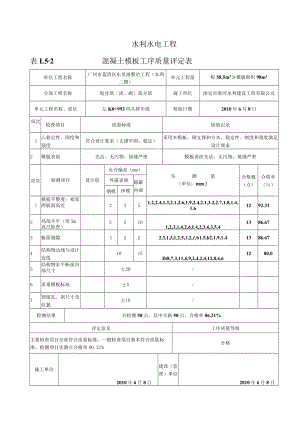 3、表1.5-2 混凝土模板工序质量评定表.docx