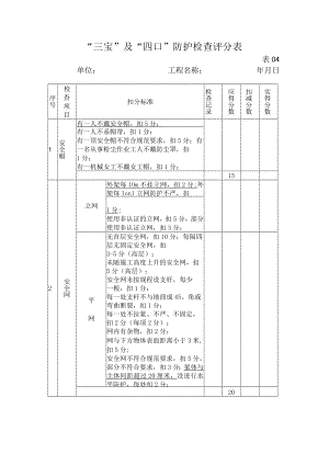 “三宝”及“四口”防护检查评分表模板.docx