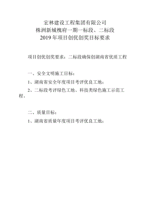 2019年项目创优创奖目标要求.docx