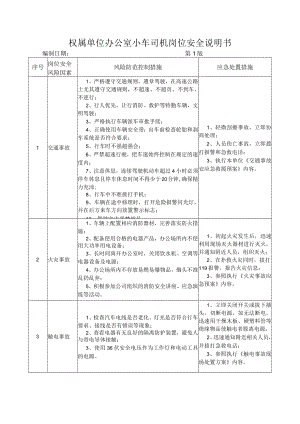 10办公室小车司机岗位安全说明书.docx