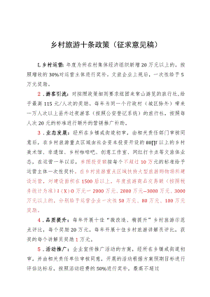 2023年乡村旅游十条政策（征求意见稿）.docx