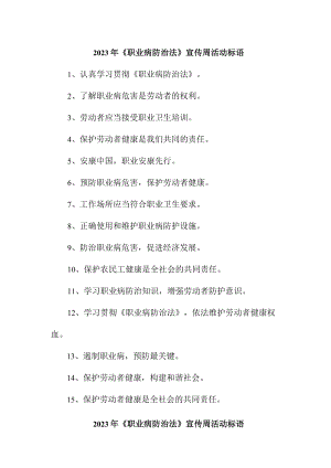 2023年企业开展《职业病防治法》宣传周标语 （4份）.docx