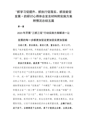“抓学习促提升、抓执行促落实、抓效能促发展”的研讨心得体会发言材料附实施方案附情况总结五篇.docx