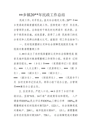 乡镇年度民政工作总结.docx
